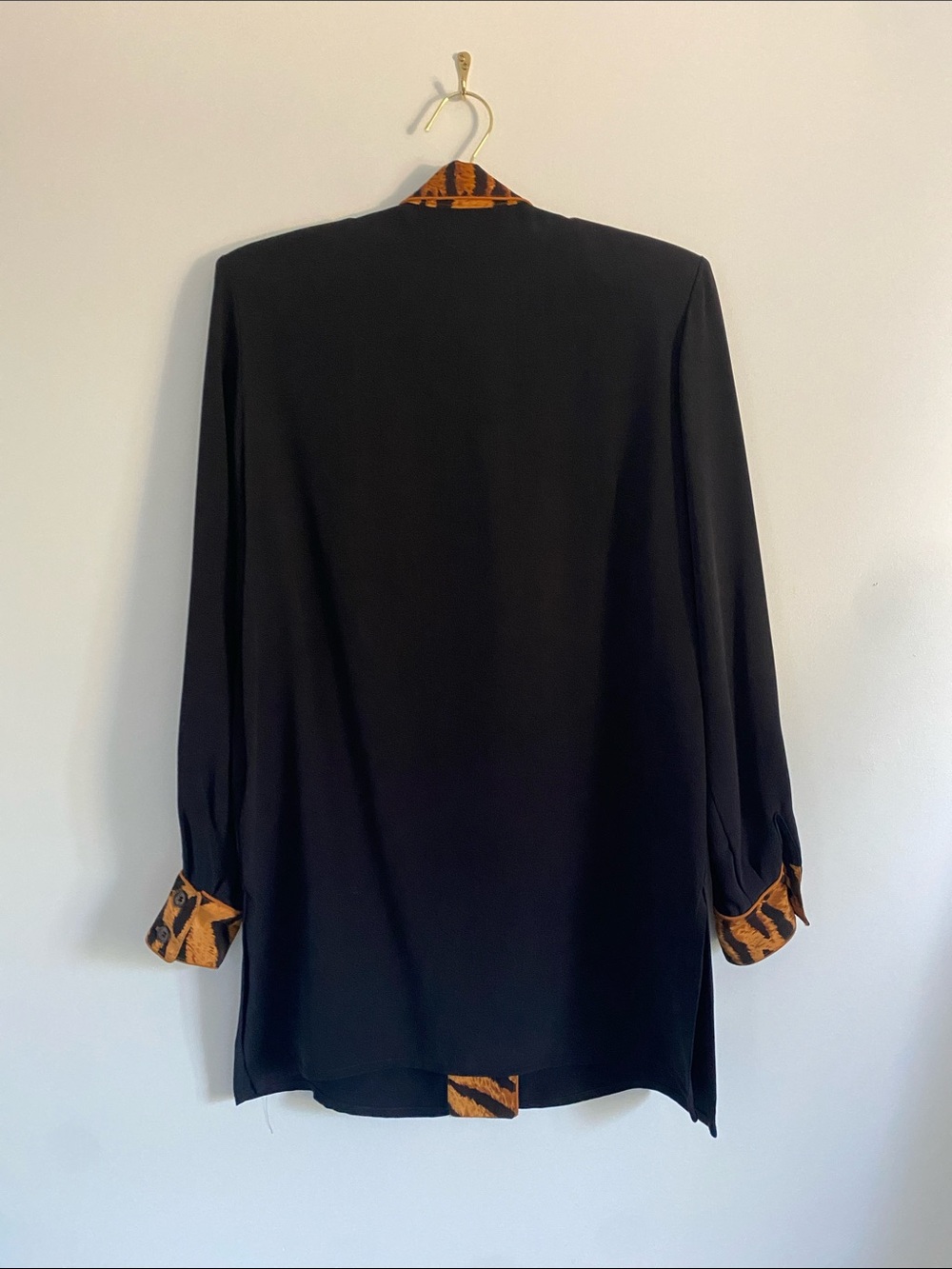‘80s Silk Crêpe Tiger Trim Tunic Mini Dress - Picture 8 of 16